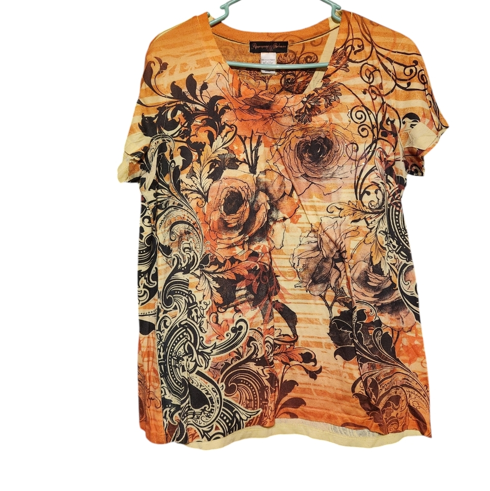 APPROPRIATE BEHAVIOR SZ XL FLORAL EMBELISHED TOP